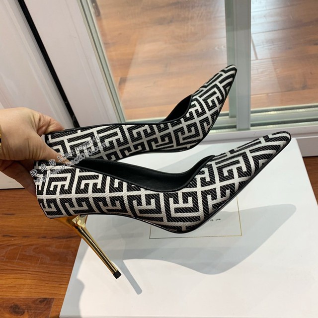 balmain2022專櫃新款高跟單鞋 定制進口羊京鞋面高跟女鞋 dx3103
